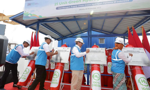 Seremoni peresmian 21 unit Green Hydrogen Plant (GHP) PLN yang tersebar di seluruh Indonesia.