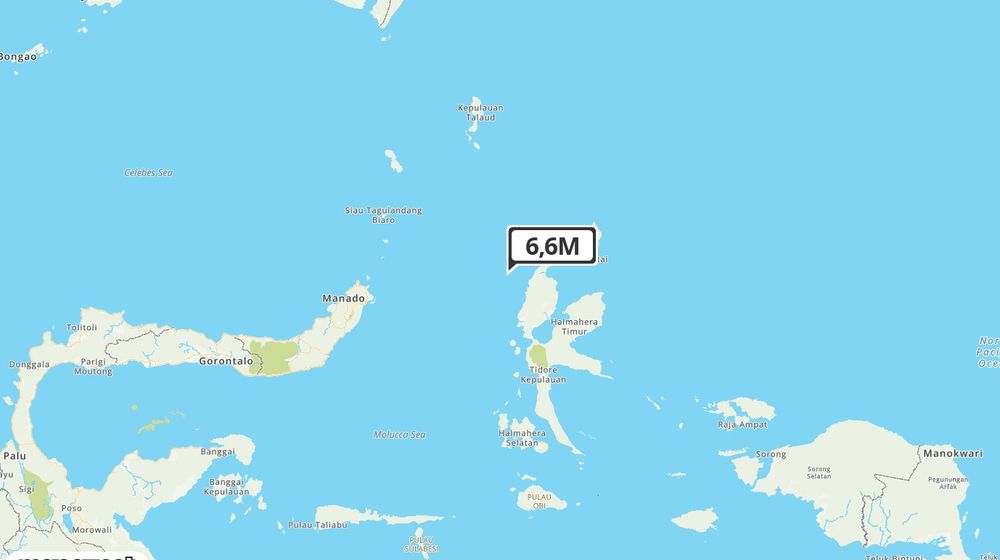 Pusat gempa berada di laut 68 Km Barat Laut Halmahera Barat