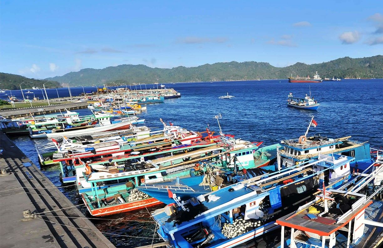 Deretan kapal nelayan yang berada di sekitar Kota Bitung