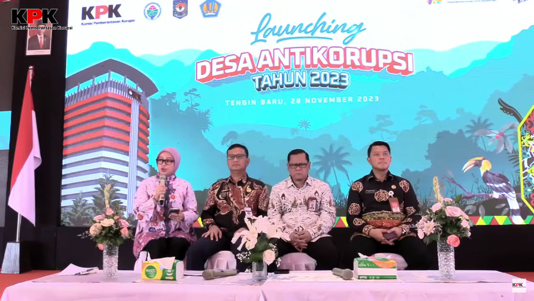 Acara Peluncuran Desa Antikorupsi Tahun 2023 yang disiarkan live di Saluran Youtube KPK, Selasa 28 November 2023