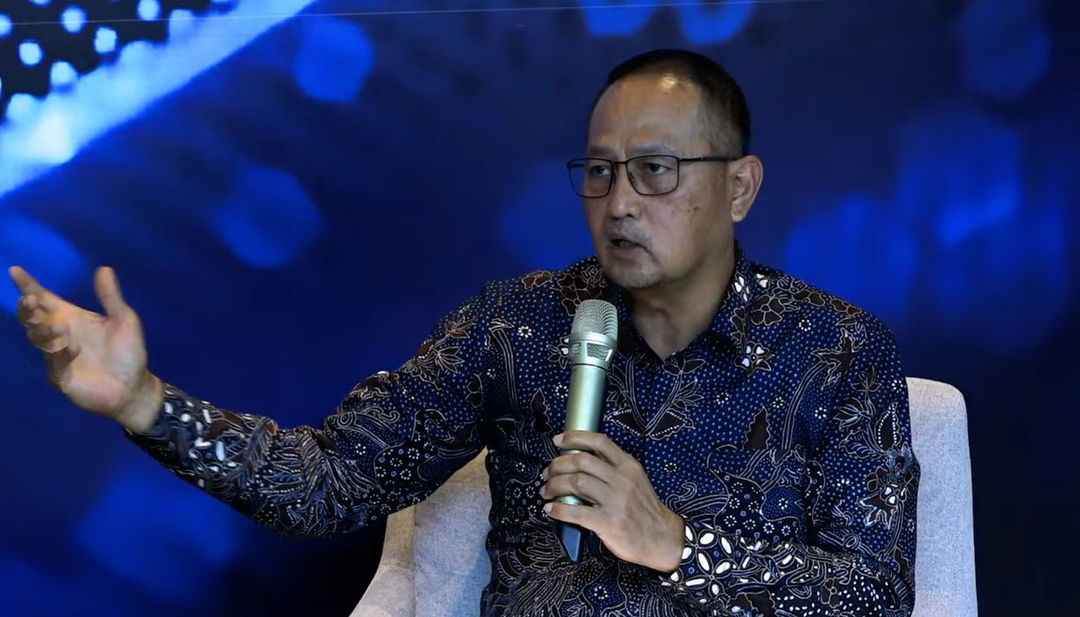 Direktur Jenderal Aplikasi Informatika (Aptika) Kemenkominfo Semuel Abrijani Pangerapan dalam acara Sinergi Kemkominfo, Bawaslu dan Polri Dalam Pengawasan Pemilu di Ruang Digital, Selasa 28 November 2023