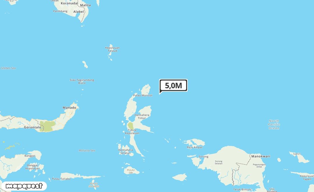 Pusat gempa berada di laut 78 Km Tenggara Daruba