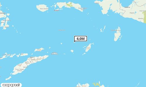 Pusat gempa berada di laut 190 km BaratLaut Tanimbar