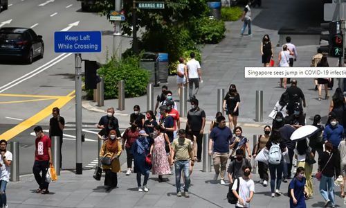Orang-Orang Terlihat Berjalan di Sepanjang Orchard Road di Singapura