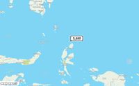 Pusat gempa berada di laut 64 km timur laut Pulaudoi