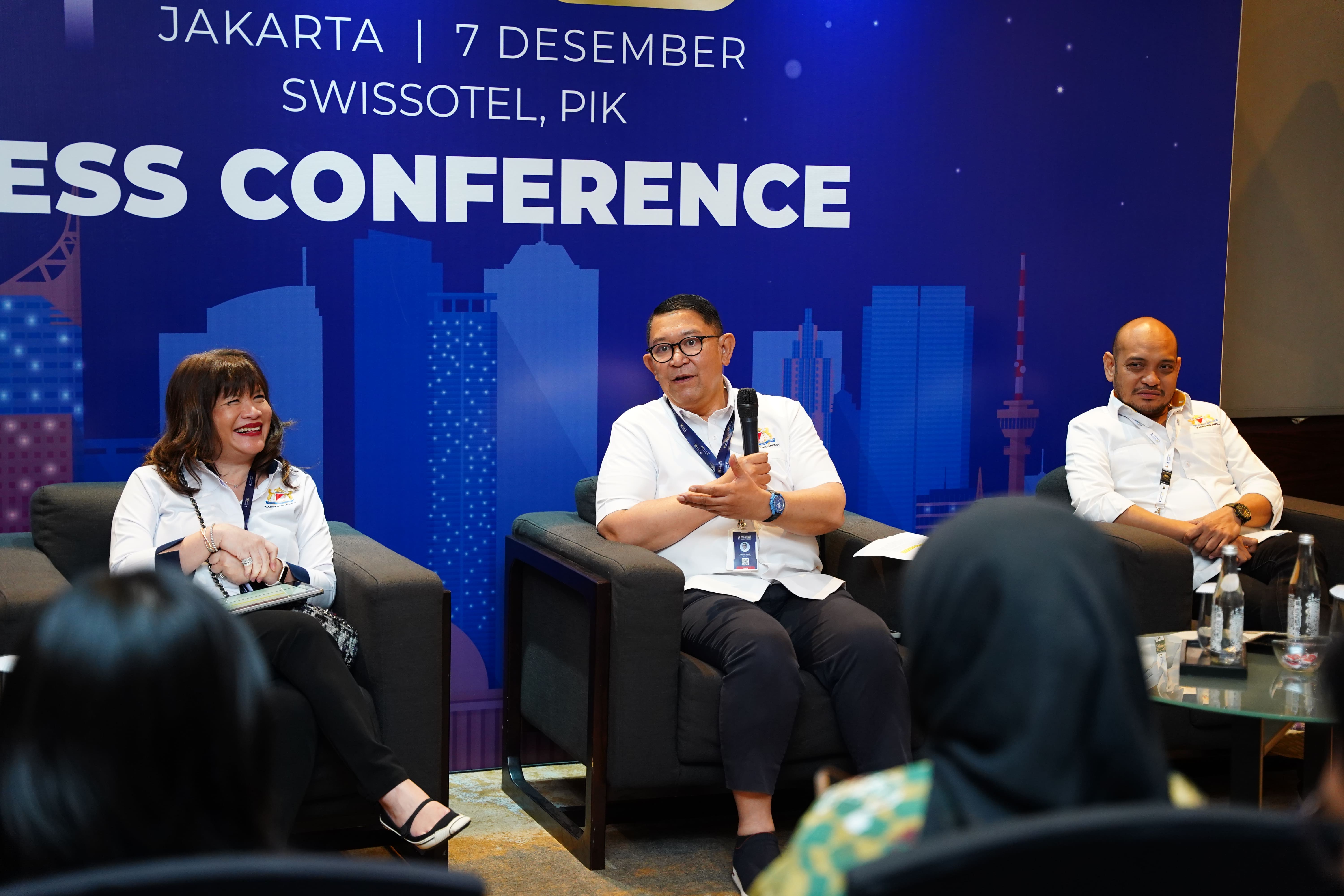 Konferensi pers Rapimnas Kadin pada Kamis, 7 Desember 2023 di Jakarta.