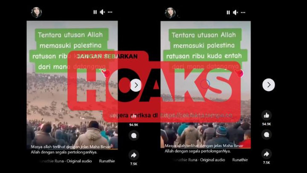 Cek Fakta: Video Ratusan Kuda Bala Bantuan Pasukan Palestina