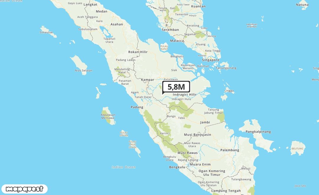 Pusat gempa berada di darat 19 km Baratdaya Kuantan Singingi