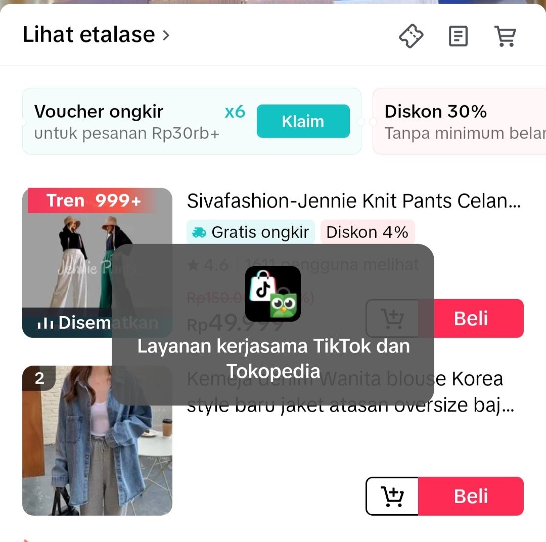 Etalase TikTok Shop 12.12 setelah bersama tokopedia