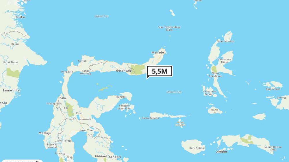 Pusat gempa berada di laut 42 Km Tenggara BOLAANGUKI-BOLSEL
