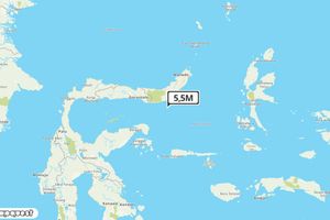 Pusat gempa berada di laut 42 Km Tenggara BOLAANGUKI-BOLSEL
