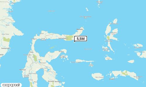 Pusat gempa berada di laut 42 Km Tenggara BOLAANGUKI-BOLSEL