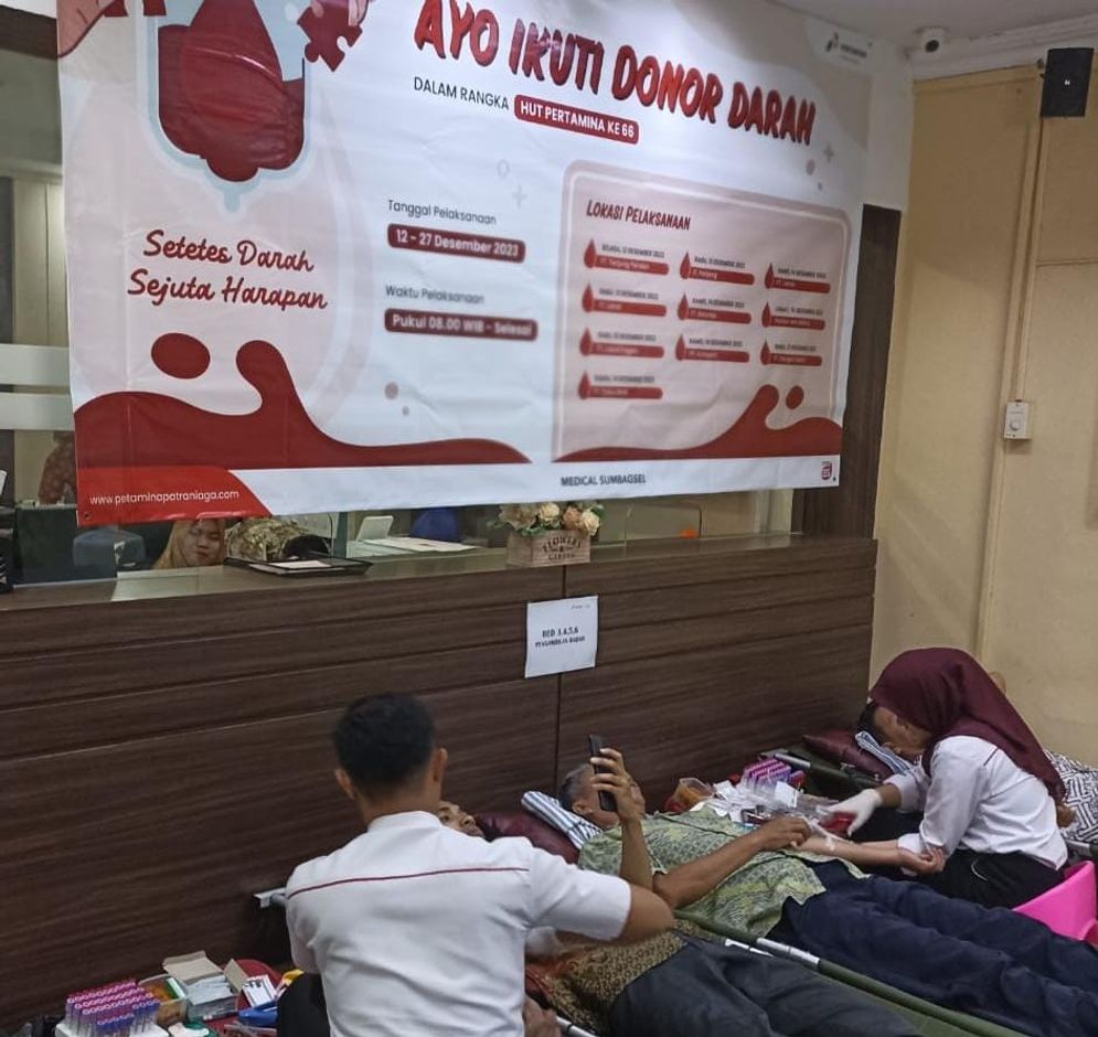Pertamina Patra Niaga Regional Sumbagsel melalui Integrated Terminal (IT) Panjang menggelar kegiatan sosial donor darah dalam rangka memperingati Hari Ulang Tahun (HUT) ke-66 PT Pertamina (Persero).