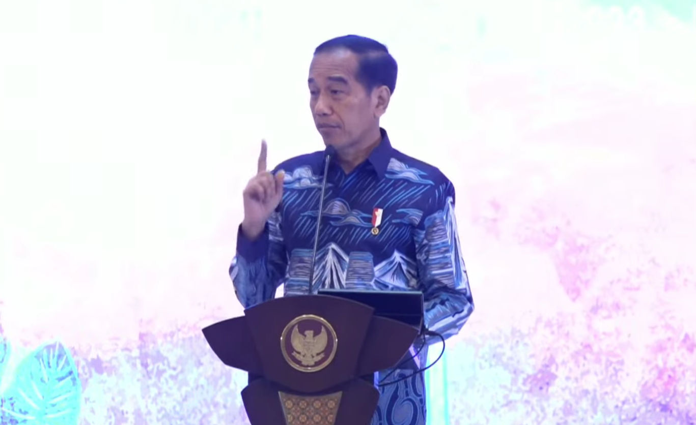 Presiden Jokowi saat menghadiri Pembukaan Munas Luar Biasa APEKSI Tahun 2023, Bogor, Jumat 15 Desember 2023