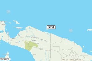 Pusat gempa berada di laut 45 k BaratLaut Kab. Jayapura