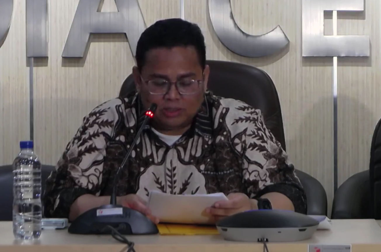 Ketua Bawaslu Rahmat Bagja saat Konferensi Pers Hasil Pengawasan Bawaslu Pada Masa Tahapan Kampanye Pemilu Tahun 2024, Selasa 19 Desember 2023