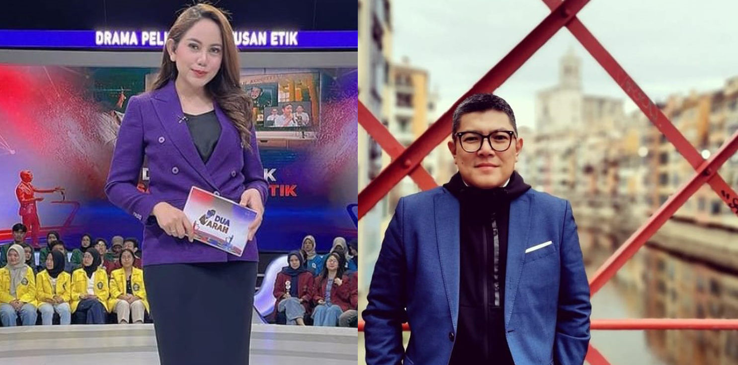 Alfito Deannova dan Liviana Cherlisa sebagai moderator debat cawapres