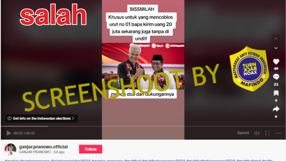 Cek Fakta: Akun Penipuan yang Mengatasnamakan Ganjar Pranowo di Tiktok 