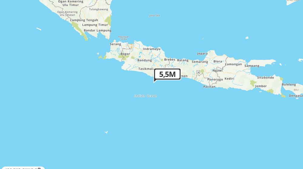 Pusat gempa berada di laut 80 km Barat Daya Kab. Pangandaran