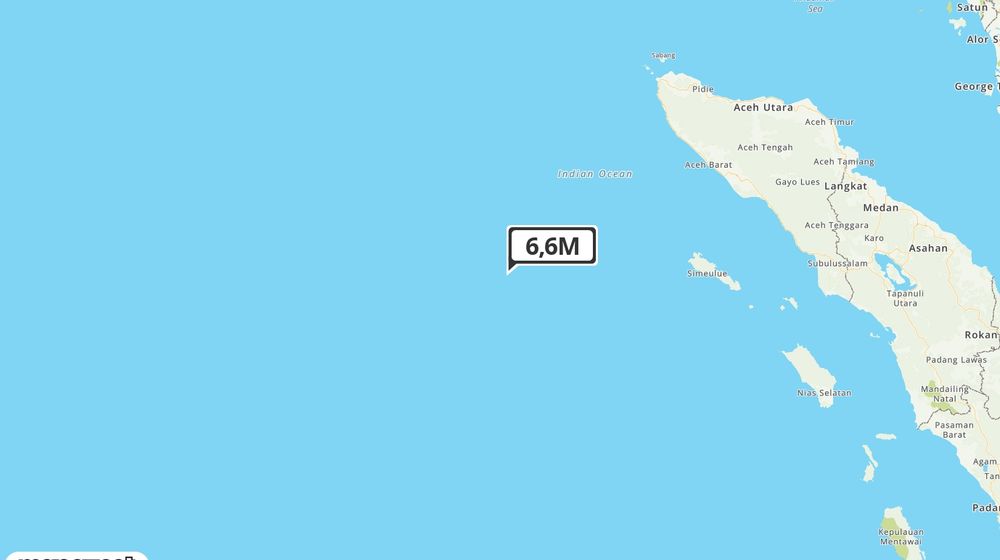Pusat gempa berada di laut 386 km BaratDaya Calang-Aceh Jaya