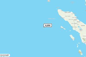 Pusat gempa berada di laut 386 km BaratDaya Calang-Aceh Jaya