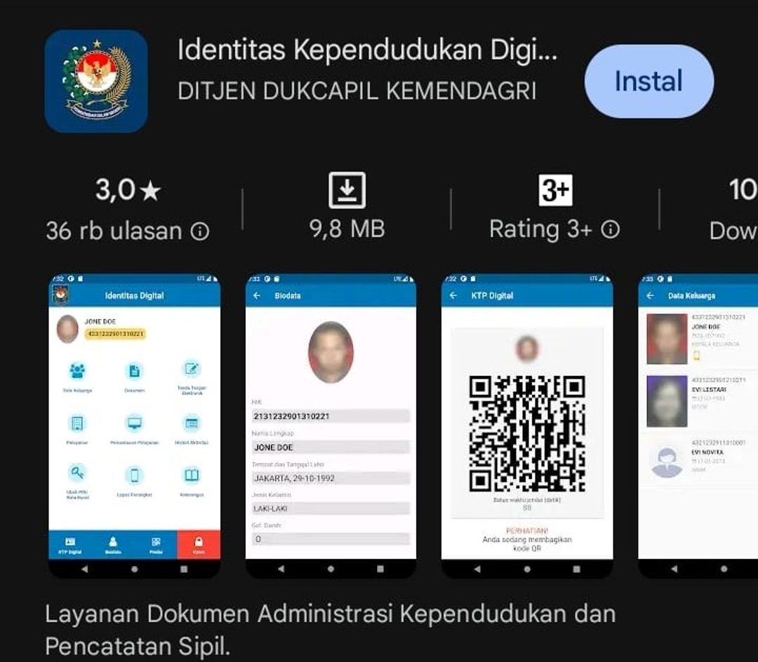 Aplikasi Identitas Kependudukan Digital di Playstore