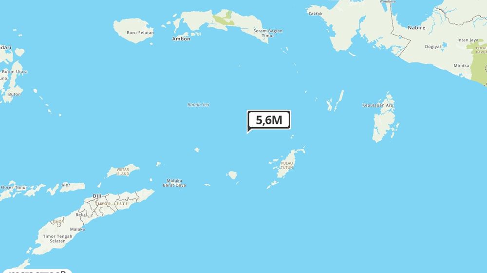 Pusat gempa berada di laut 196 km Barat Laut Tanimbar