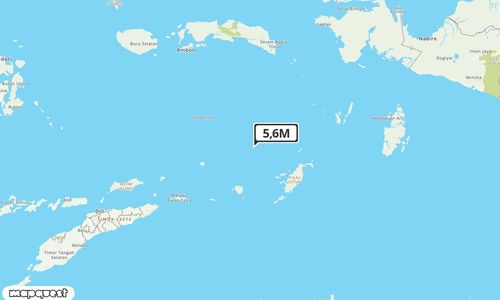 Pusat gempa berada di laut 196 km Barat Laut Tanimbar