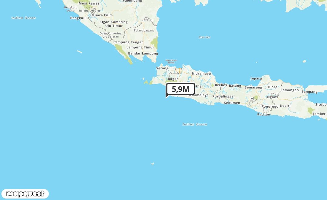 Pusat gempa berada di laut 72 Km Barat Daya Bayah