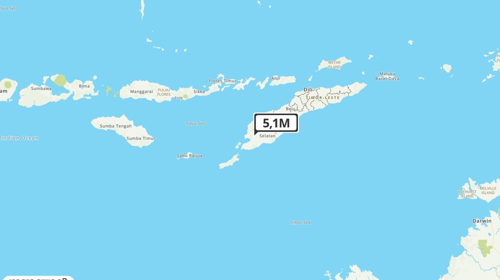 Pusat gempa berada di darat 16 km BaratDaya Kab.Kupang