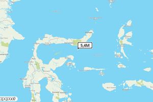Pusat gempa berada di laut 74 km BaratDaya Bolaanguki