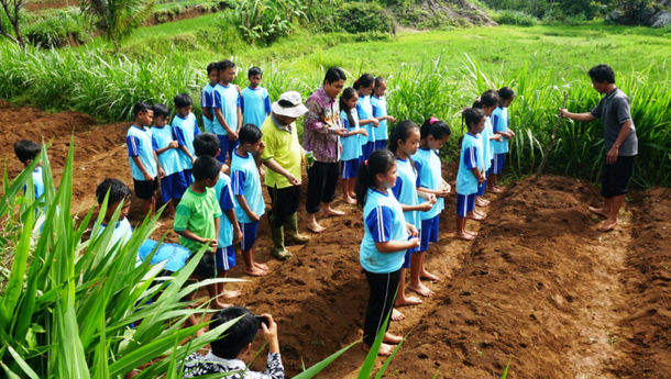 Para Guru SD Terpencil di Gunungkidul Ajarkan Dunia Pertanian Dasar ke Siswa