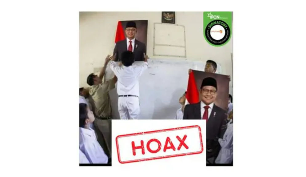 Beredar Foto Pelajar Pasang Gambar Anies Baswedan dan Muhaimin Iskandar di Ruang Kelas, ini Hasil Penelusurannya