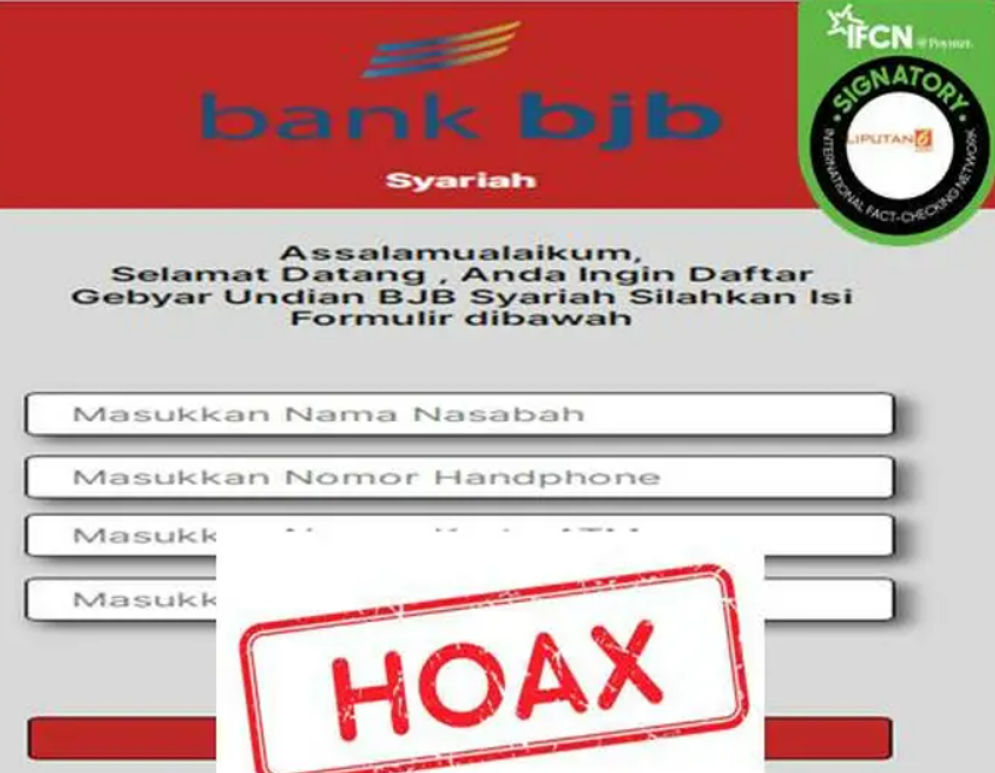 Hoaks Link Pendaftaran Undian Berhadiah bank bjb Syariah, ini Hasil Penelusurannya