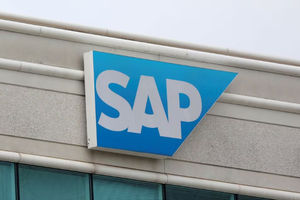 Logo SAP terlihat di kantor mereka di Reston, Virginia, AS