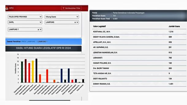 Donny Irawan Raih Suara Terbanyak Caleg DPRD Provinsi Lampung dari PDI-P Menurut Real Count KPU