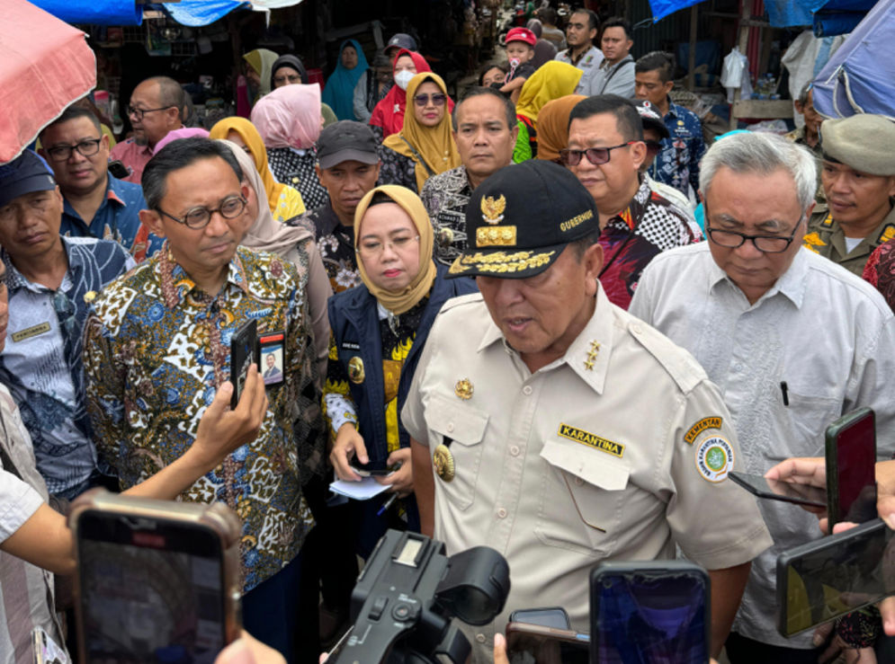 Gubernur Lampung memimpin TPID Provinsi Lampung dalam kegiatan pemantauan harga dan pasokan beras di Pasar Panjang dan Gudang BULOG Divre Lampung