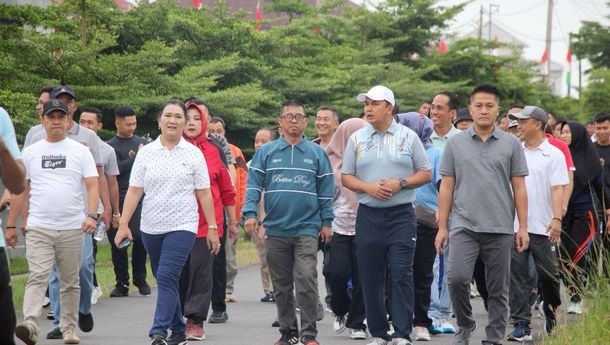 Terapkan Gaya Hidup Sehat, Kanwil Kemenkumham Lampung Olahraga Bersama di Griya Abhipraya
