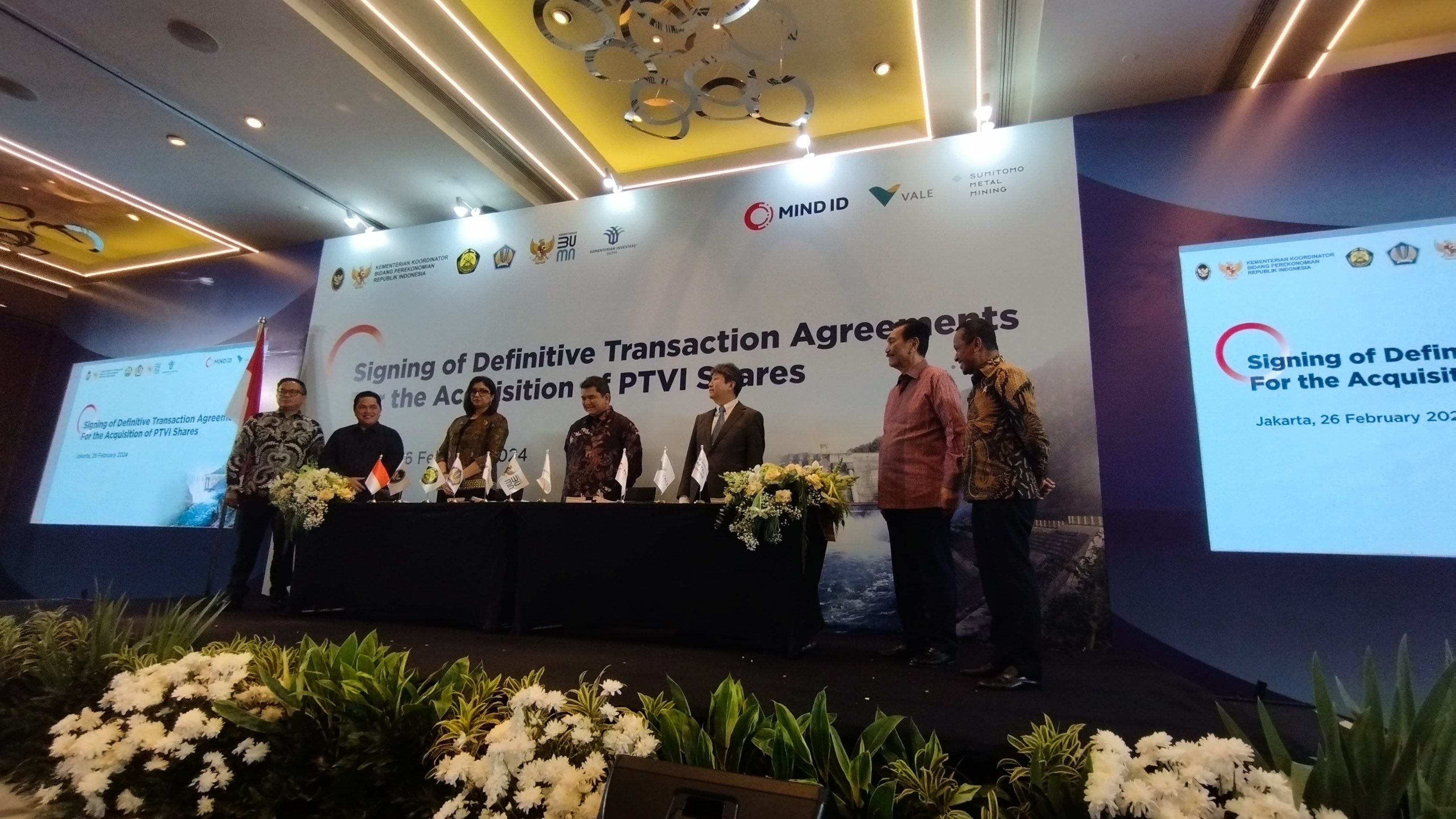 Signing of definitive transaction agreements for the acquisition of PTVI Shares. Vale INCO pada Senin, 26 Februari 2024.