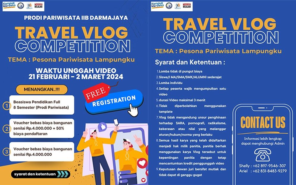 Travel Vlog Competition Prodi Pariwisata IIB Darmajaya