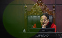 Ketua Mahkamah Konstitusi (MK) Suhartoyo memimpin jalannya sidang perkara nomor 116/PUU-XXI/2023 mengenai uji materiil Undang-Undang Nomor 7 Tahun 2017 tentang Pemilihan Umum di Gedung MK, Jakarta