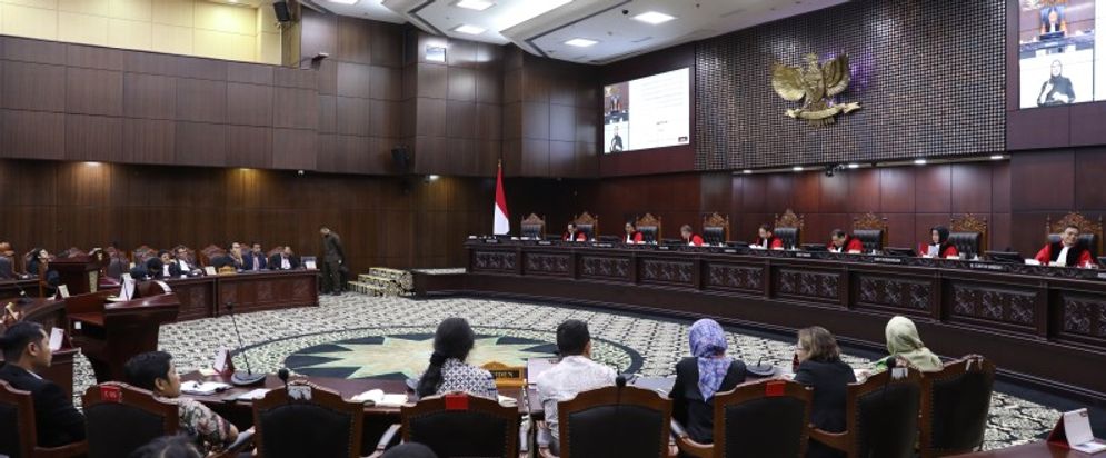 Mahkamah Konstitusi menggelar sidang pengucapan putusan pengujian Undang-Undang Nomor 7 Tahun 2017 tentang Pemilu, Kamis (29/02) di Ruang Sidang MK.