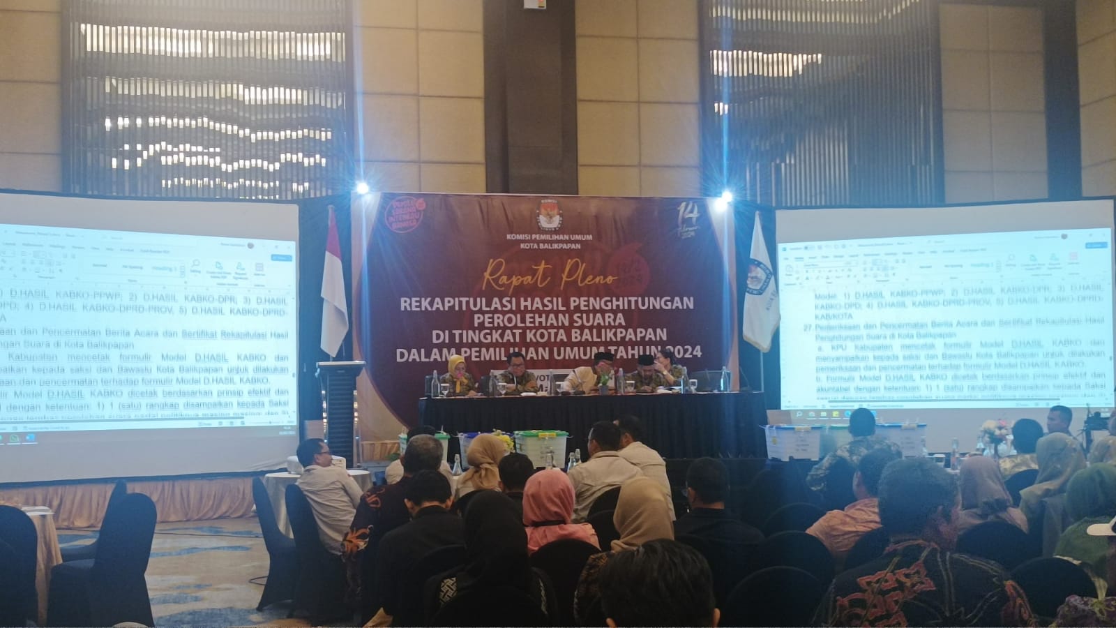 KPU Balikpapan Gelar Rapat Pleno Rekapitulasi Hasil Perhitungan Perolehan Suara Pemilu Tahun 2024