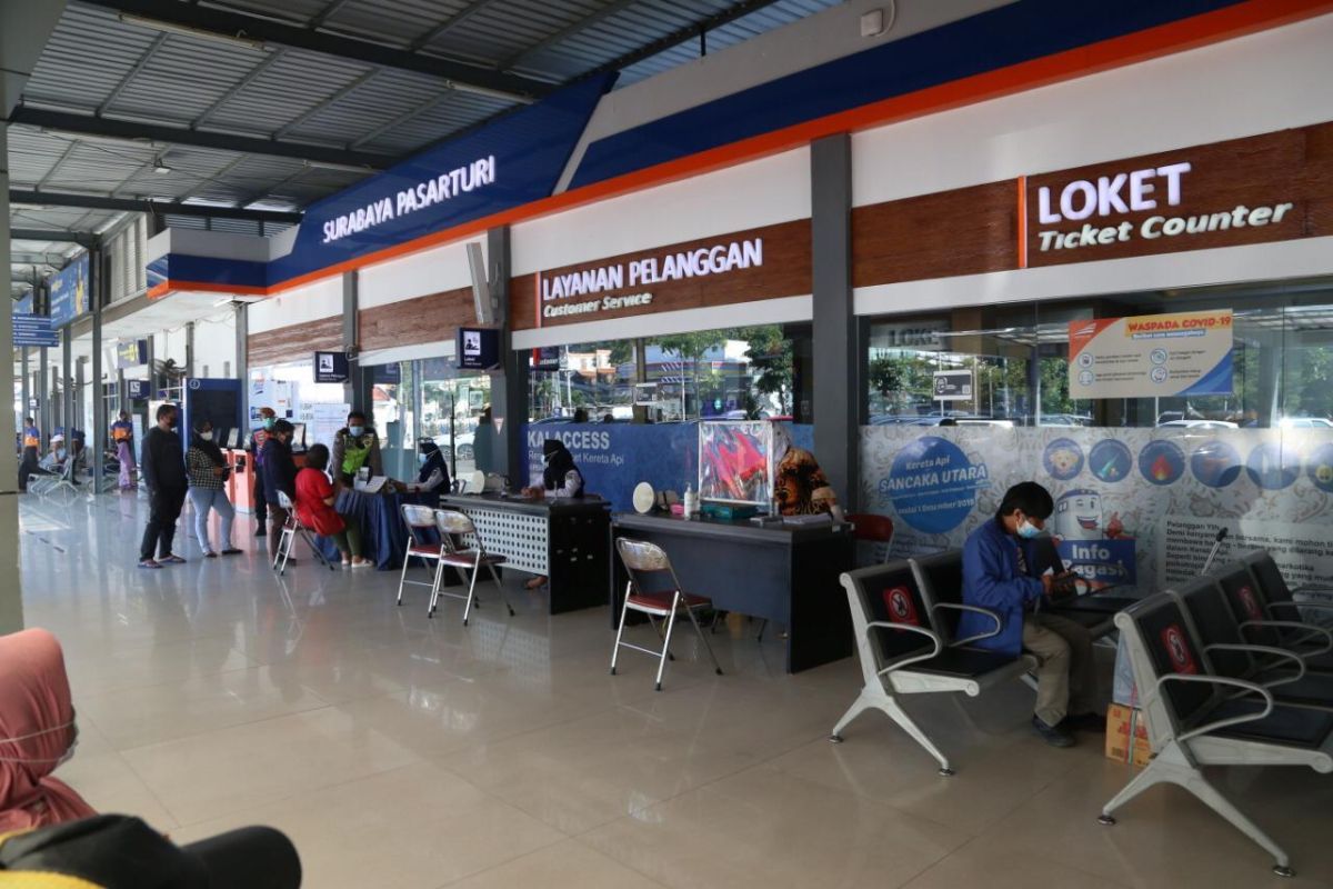 Loket penjualan tiket di Stasiun Pasar Turi SUrabaya 