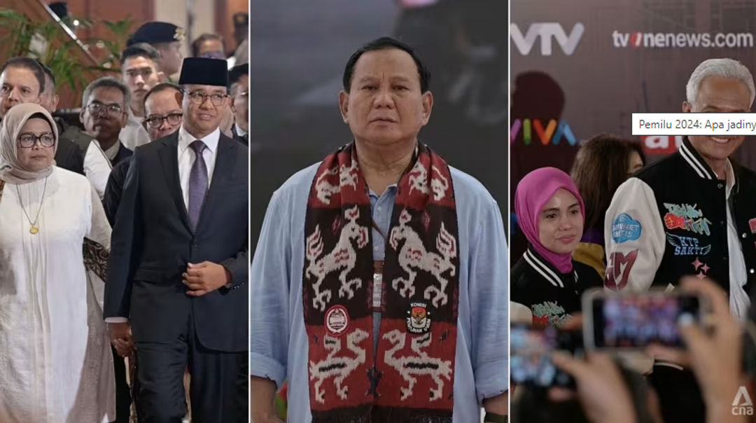 Capres Indonesia bersama para istri. (Foto: CNA/Danang Wisanggeni)