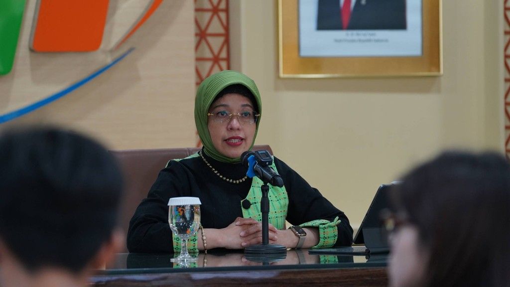 Plt. Kepala BPS, Amalia Adininggar Widyasanti, dalam konferensi pers di Kantor Pusat BPS. (Dok. BPS)