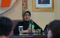 Plt. Kepala BPS, Amalia Adininggar Widyasanti, dalam konferensi pers di Kantor Pusat BPS