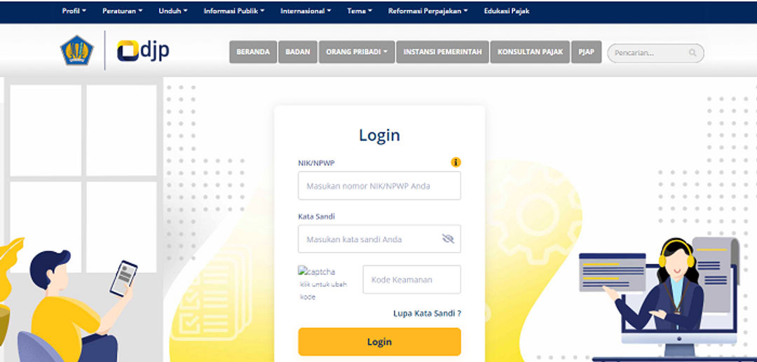 Laman DJP Online. (djponline.pajak.go.id)