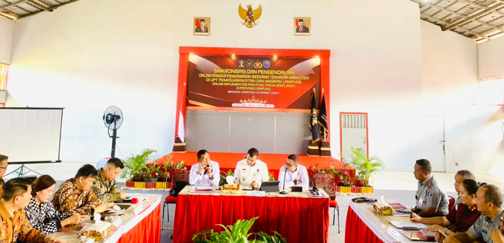 Kanwil Kemenkumham Lampung bersama Kemenko Polhukam, Polda dan BNN menggelar Sinkronasi Implementasi P4GN