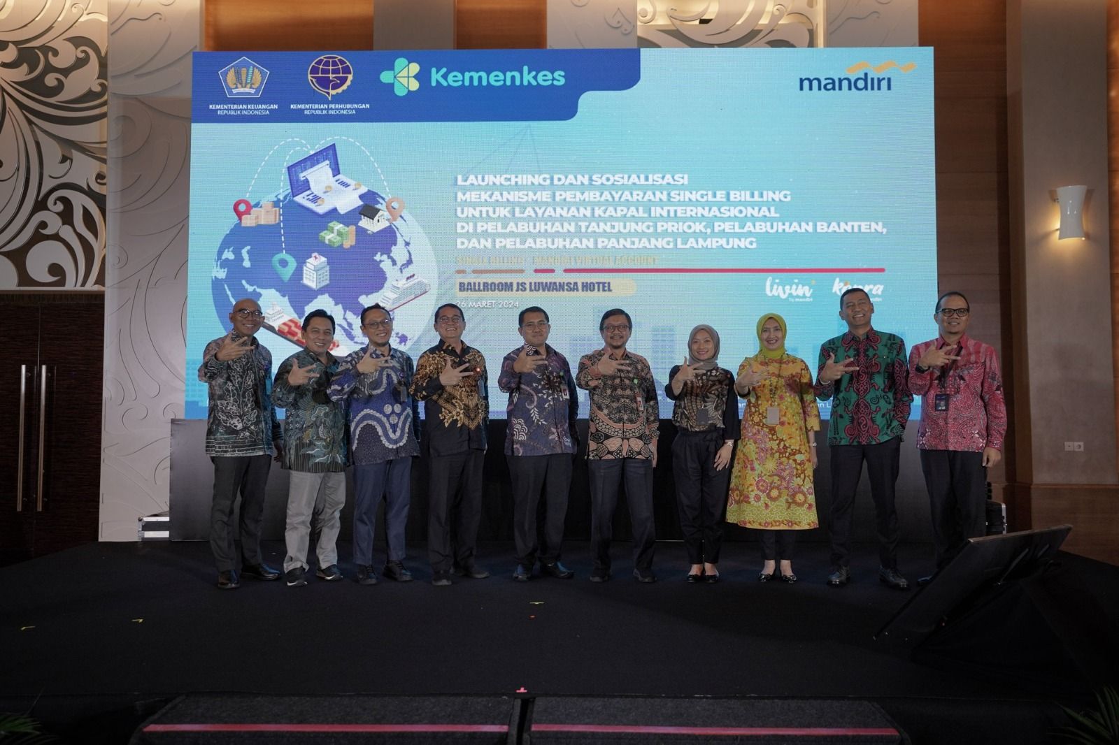 Tiga kementerian berkolaborasi bersama Bank Mandiri mendesain dan mengimplementasikan single billing di pelabuhan Tanjung Priok, Pelabuhan Banten, dan Pelabuhan Panjang Lampung.